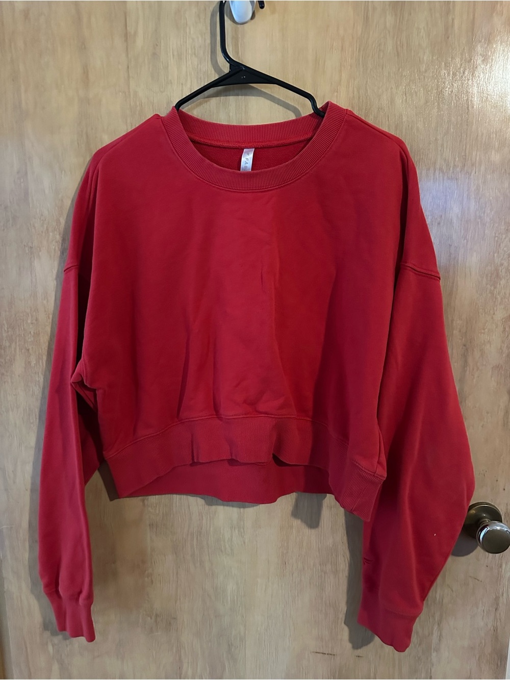 Fabletics Red Cropped Crew Sweatshirt